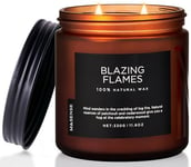 Bougie flammes, bougie longue durée 70 heures pour la décoration intérieure Bougie parfumée Cade et Patchoulli, 2 mèches en coton Bougie en cire de soja MSS603EUM14 BlazingFlames