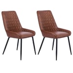 Lot de 2 chaises de salle à manger en simili cuir marron fauteuils de bureau erg