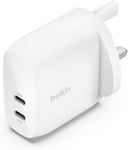 Belkin 30W Dual USB 60W PD Fast UK Mains Wall Charger iPhone's Samsung Adapter