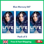 3 x Schwarzkopf Live Permanent Hair Dye BLUE MERCURY U67 - Women Hair Colour