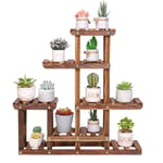 UNHO Petite Étagère Plante Balcon Porte Plante Succulente en Bois Massif Support pour Plantes à 5 Niveaux 60x61.5x11.5cm