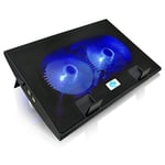 AABCOOLING NC35 - Refroidisseur PC Portable avec 2 Ventilateurs et Rétroéclairage LED Bleu, Support Ventilé pour Ordinateur, Refroidisseur pour Ordinateur, Refroidissement PC Portable et Consoles