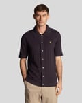 Lyle & Scott Mens Textured Stripe Knit Polo Shirt in Dark Navy material_Acrylic - Size X-Small