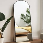 Melodieux Arch Mirror Full Length Big Floor Mirror with Stand 180x76cm Large Free Standing Full Body Mirror Black Frame Dressing Mirror Hanging Leaning Mirror Wall-mounted for Bedroom Living Room