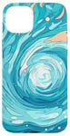 iPhone 15 Plus Swirl Blue Color Illustration Pattern Abstract Art Case