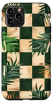 Coque pour iPhone 11 Pro Green Art Deco Tropical Brown Classic Motif à carreaux