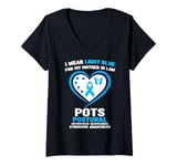 Womens I Wear Light Blue for My Mother in Law POTS Awareness V-Neck T-Shirt