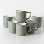 Set of 6 Sage Green Coffee Mugs 10oz Dishwasher Safe Tea Hot Chocolate Cups