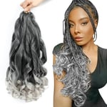 7 Packs French Curl Braiding Hair - 22 Inch Curly Braiding Hair 1B/Silver French Curls Braiding Hair Extensions for Black Women (22 Inch(7Packs), 1B/Silver)