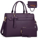 RAINSMORE Sac Cabas Femme Sac a Main Grande Capacité PU Cuir Sac Ordinateur Portable 15,6 Pouces Imperméable Sac de Cours 2 Pièces pour Voyage Affaires Travail Violet