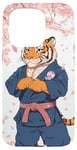 Coque pour iPhone 15 Pro Tigre Jiu Jitsu Gi Dessin animé Arts martiaux Anime