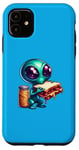 Coque pour iPhone 11 Alien mangeant un sandwich au beurre d'arachide et à la gelée