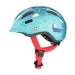 Abus Casque Smiley 2.0 pour Enfants - Casque de vélo Robuste pour Filles et garçons - Bleu avec Motif Maritime, Taille M, Turquoise Sailor