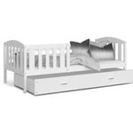 Lit Enfant Teo 90x190 Blanc - blanc Livré avec sommiers, tiroir et matelas en mousse de 7cm