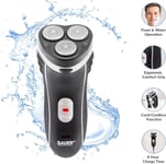 BAUER Mens Electric Shaver Razor Rechargeable Rotary Cordless Sideburn Trimmer