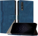 Étui Pour Huawei P20 Pro, Housse En Cuir Pu Avec [Protection Antichoc Tpu] [Fonction Support] [Porte-Cartes ] Antichoc Magnétique Coque Pour Huawei P20 Pro - Bleu