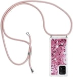 Collier Pour Samsung Galaxy S10 Lite/A91 Coque Glitter Liquide Filles Femmes Étui Housse Étincelle À Bandoulière Et Cordon Collier Avec Réglable Cordon Lanière Pochette Pour Telephone Portable