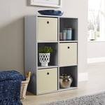 Grey Storage Cube 6 Shelf Bookcase Wooden Display Unit Organiser Furniture