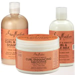 Shea Coconut Hibiscus Curl & Shine Shamp,Style Milk, Smoothie (Set Of 3)