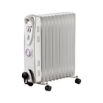 Daewoo Oil Filled Radiator 2500W 11 Fin Heater 3 Heat Setting With Timer-HEA1895