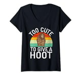 Womens Too Cute to Give a Hoot Owl V-Neck T-Shirt