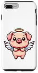 Coque pour iPhone 7 Plus/8 Plus Adorable dessin animé ange cochon avec halo