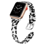 Apple Watch Series 5 44 mm klockarmband i äkta läder med leopardmönster - Grå