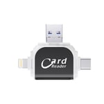 Multiport 4-i-1 universell SD TF-kortläsare, USB C SD TF minneskortläsare, USB C Hub multiportadapter (svart)