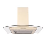 SIA CGH60CR 60cm Cream Curved Glass Chimney Cooker Hood Kitchen Extractor Fan