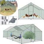 Aufun - Poulailler extérieur Toit du poulailler, Acier galvanisé Petit poulailler Enclos extérieur avec protection solaire Cage à poules, 3 x 6 x 2 m