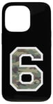 Coque pour iPhone 13 Pro Numéro d'uniforme en jersey #6 Six, camouflage camouflage