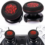 Playrealm FPS Bâton Prises de Pouce Thumbstick Grip et Prolongateur Impression Caoutchouc Silicone Poignée Couvrir 2 ensembles pour Manette PS5 Dualsenese et PS4 (Tentacule Démon Rouge)