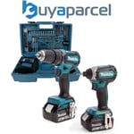 Makita 18v Brushless Twin Pack Combi Hammer Drill Impact Driver + 101pc Bit Set