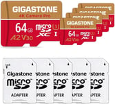 Carte Mémoire 64 Go Lot de 5 Cartes, 4K Caméra Pro, Compatible avec GoPro Switch, Vitesse 95 Mo/s. A2 U3 V30 Carte Micro SDXC avec Adaptateur SD.