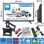 19" TV + Wall Bracket 12V / 240V HD LED MOTORHOME CARAVAN BOAT TRUCK VAN