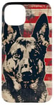 Coque pour iPhone 15 Plus Drapeau blanc moderne rayé patriotique berger allemand américain