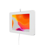 Locking iPad Wall Mount - CTA Anti-Theft Small Locking Tablet Enclosure w/Key Lock & Interior Cable Routing for iPad Mini 1, 2, 3, 4, 5, 6, 7 - Samsung Tab A 8″, Lenovo Tab E8 - White - (PAD-PSWW)