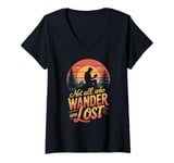 Womens Not all who wander are lost Book reader Nature V-Neck T-Shirt