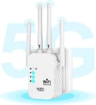 Répéteur WiFi, Amplificateur WiFi Puissant 1200Mbps 5GHz et 2.4GHz, WiFi Extender Jusqu'à 360°, Repeteur WiFi Puissant Compatible 3 Modes, Compatible avec Tous Les Routeurs (Blanc)