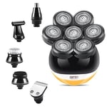 Rasoir Electriques Tete Chauve Hommes: 6 En 1 Tondeuse Barbe 7D Rotative ImperméAble Tondeuse Cheveux Portatif Rechargeable Sans Fil Humide Et Sec Rasoir Crane Kit