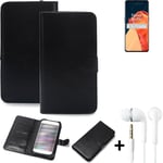 phone Case Wallet Case for OnePlus 9 + earphones cell phone black