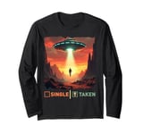 single taken alien man taken by UFO valentine's day boys Long Sleeve T-Shirt