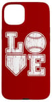 Coque pour iPhone 15 Plus Plaque vintage Love Baseball Mom Home pour amateurs de baseball