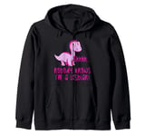 Funny Shhhh Nobody Knows I'm A Lesbian with Pink Dinosaur Zip Hoodie