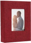 Rdylymx Small Photo Album 6x4 100 Vertical Pictures Linen-Covered Photo Book Top Loading Perfect for Weddings Graduations Childhood Family Moments and Journey Memories(Red)