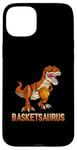 Coque pour iPhone 15 Plus BasketSaurus Dinosaure Balle T-rex Dino Jouant au Basketball