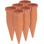 Relaxdays - Cône d'arrosage, terre cuite, lot de 6, pour bouteilles pet d'1,5 l, jardinières et plantes en pot, terracotta