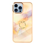 iPhone 13 Pro Max Case Bi-material Ring Support Rose Gold Marble Design