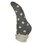 Ladies Cuffed Bed Socks Super Soft Wool Blend Women's UK 4-7 Grey & Cream Dots