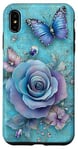 Coque pour iPhone XS Max Adorable rose turquoise et papillon avec étoiles et papillons